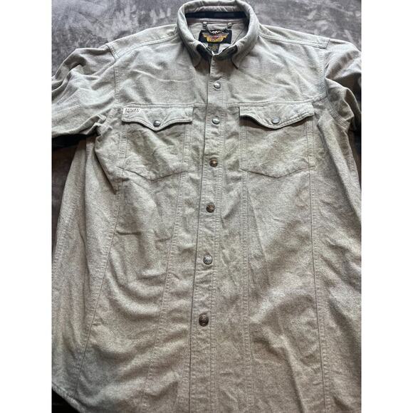 Harley Davidson Shirt Mens Medium M Button‎ Up Long Sleeve Fleece pockets - Picture 1 of 5